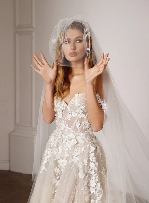 Elegant Off The Shoulder Sweetheart Lace Applique A Line Wedding Dresses